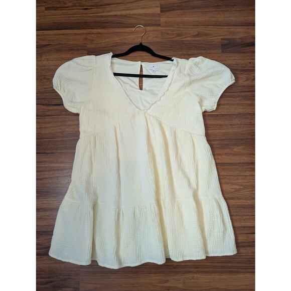 True Craft Cream Textured Babydoll Mini Dress size XL - Picture 6 of 8